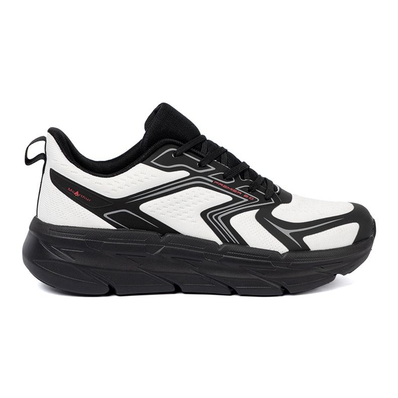 Shelvt Cómodos zapatos deportivos blancos y negros con una estructura de malla McArthur