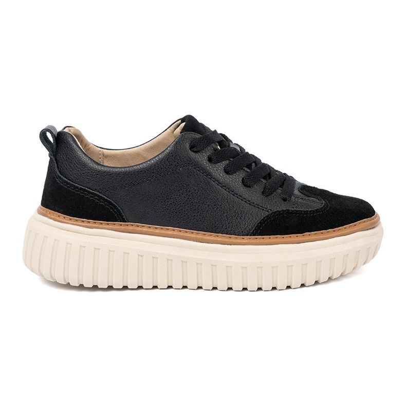 Zapatillas de deporte de cuero negro en la plataforma Sergio Leone Beige