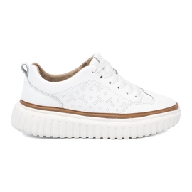 Sergio Leone Plataforma de cuero de zapatillas de deporte blancas blanco