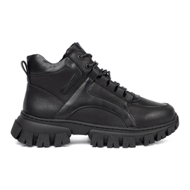 Botas de caminata de encaje negro con una suela gruesa Sergio Leone