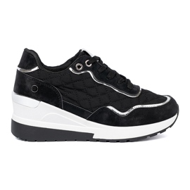 Shelvt Zapatillas cuña mujer negras negro