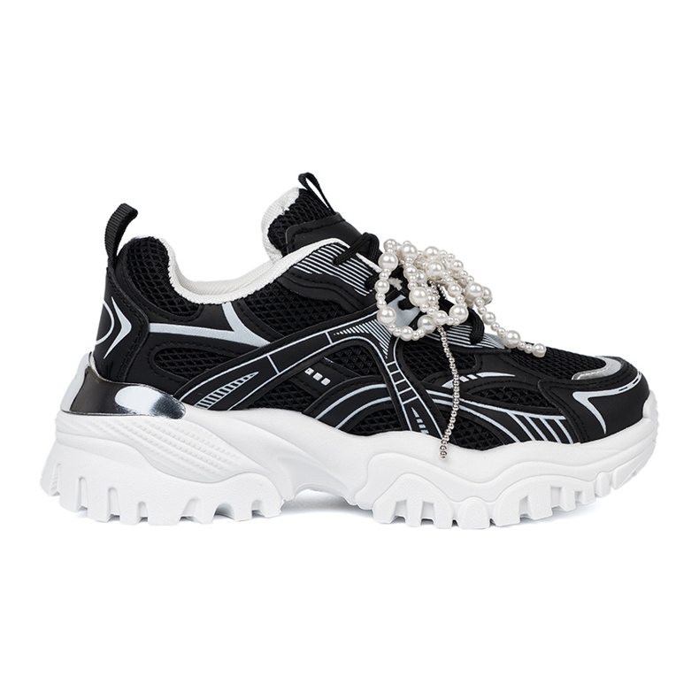 Shelvt Zapatillas negras con arco blanco y cuentas negro