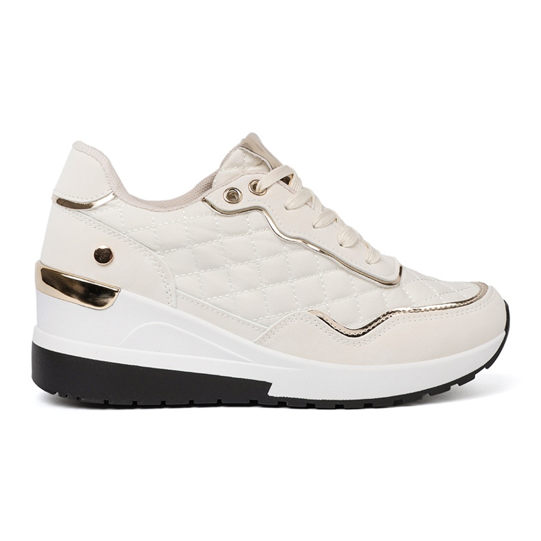 Shelvt Zapatillas beige con brillantes acentos dorados