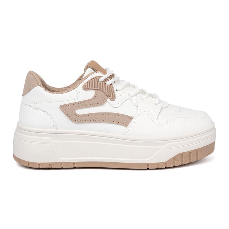 Shelvt Zapatillas blancas y beige en la plataforma