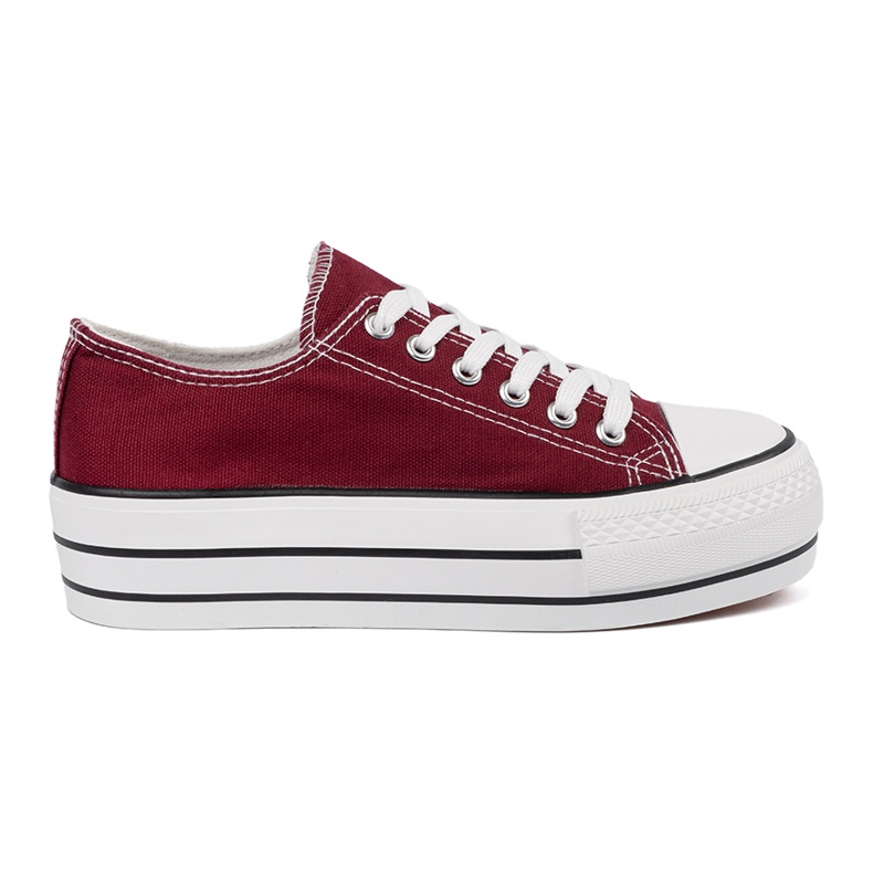 Shelvt Zapatillas burdeas femeninas en la plataforma rojo Shelvt Zapatillas burdeas femeninas en la plataforma rojo