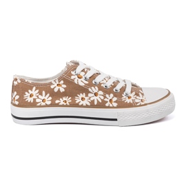 Shelvt Zapatillas beige para mujeres con flores