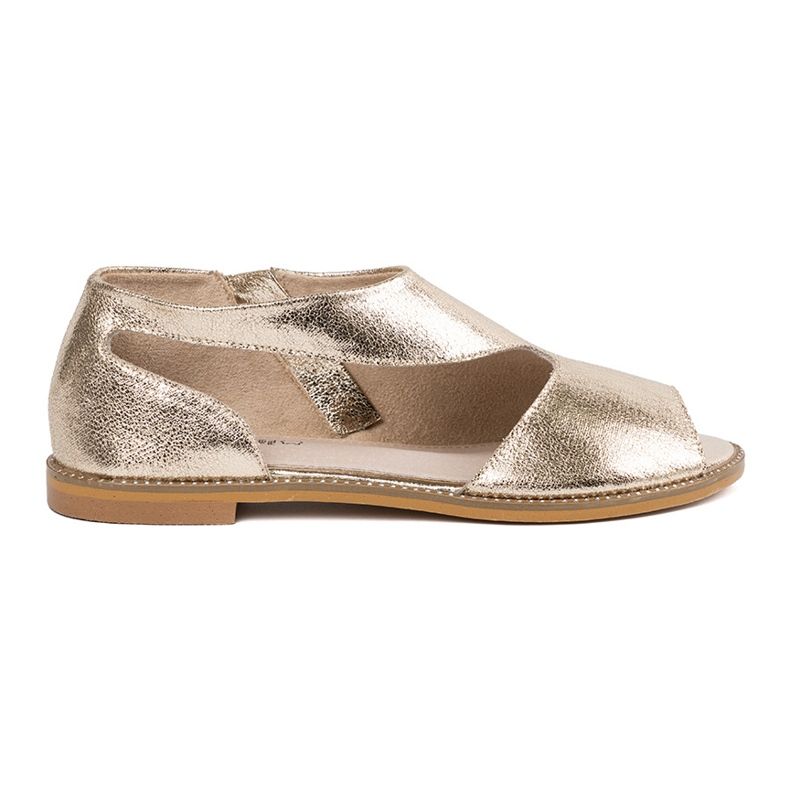 Goodin Sandalias de mujeres doradas con recortes dorado
