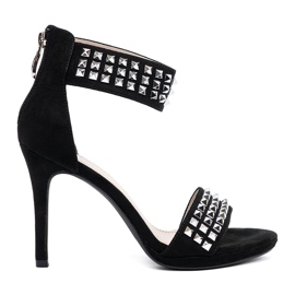 Shelvt Sandalias en un alfiler negro con circones