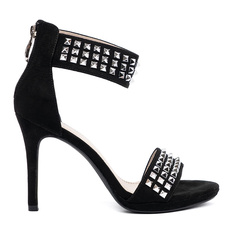 Shelvt Sandalias en un alfiler negro con circones