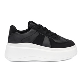 Shelvt Zapatillas negras clásicas en una suela gruesa negro