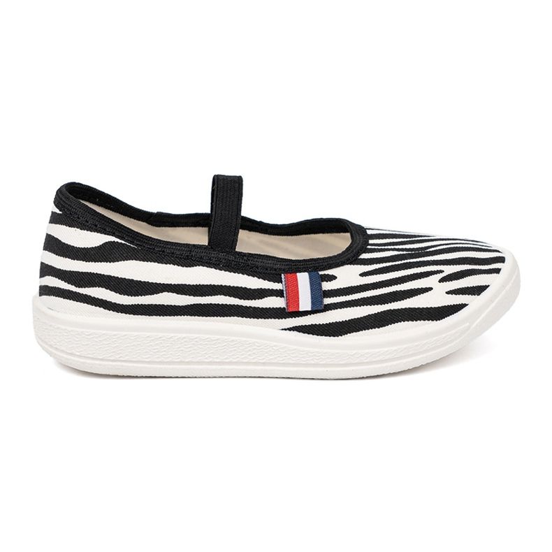 Shelvt Zapatillas de luces de luz en blanco y negro insertadas con un motivo de cebra Shelvt Zapatillas de luces de luz en blanco y negro insertadas con un motivo de cebra