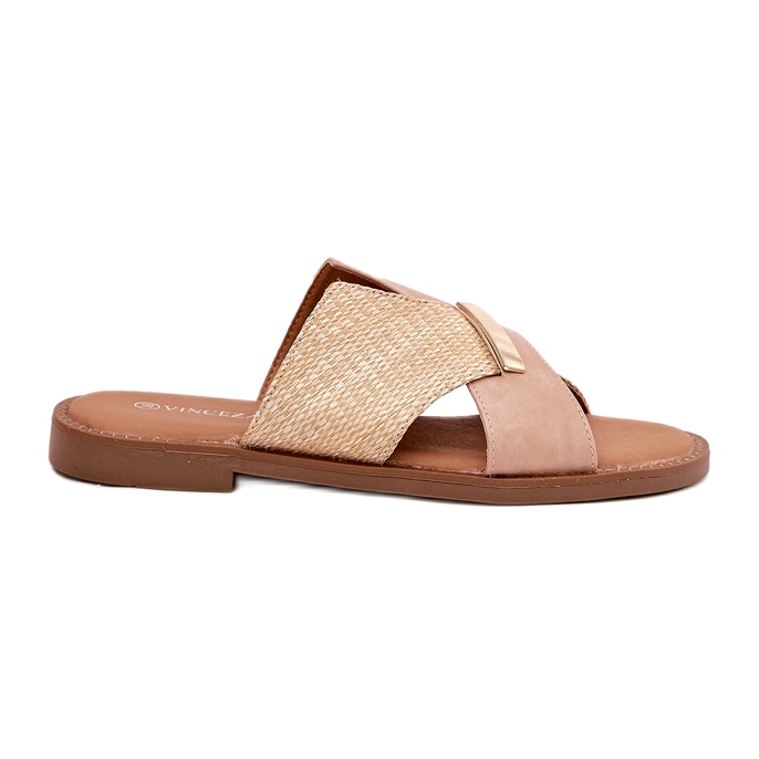 Tacones planos para mujeres con un beige decorativo Vinceza 17385
