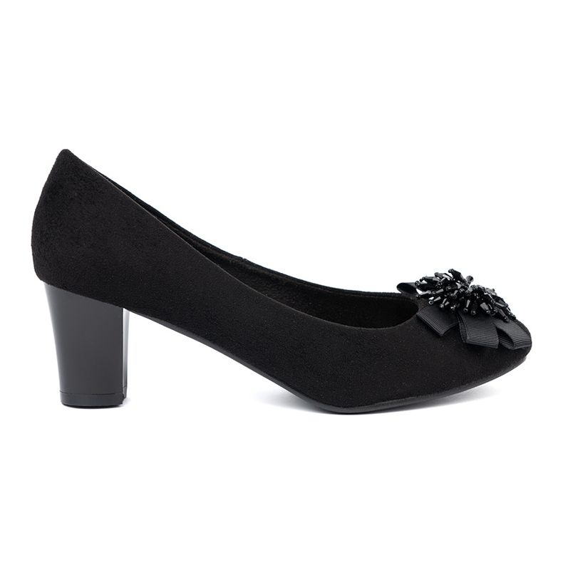 Goodin Bombas de mujeres negras con una flor decorativa negro