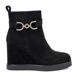 Shelvt Botas de ante negras con una abrazadera elegante negro