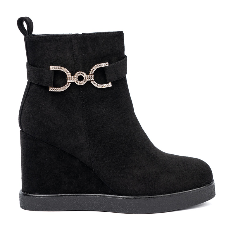 Shelvt Botas de ante negras con una abrazadera elegante negro