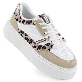 Zapatos deportivos en la plataforma ZZ con Leopard Print Big Star SS274357 blanco