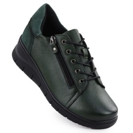 Zapatos de cuero para mujeres para Green Vinceza 39964 Cuñas verde