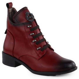 Botas de tacón plano Jezzi rojo aislante ASA198-21