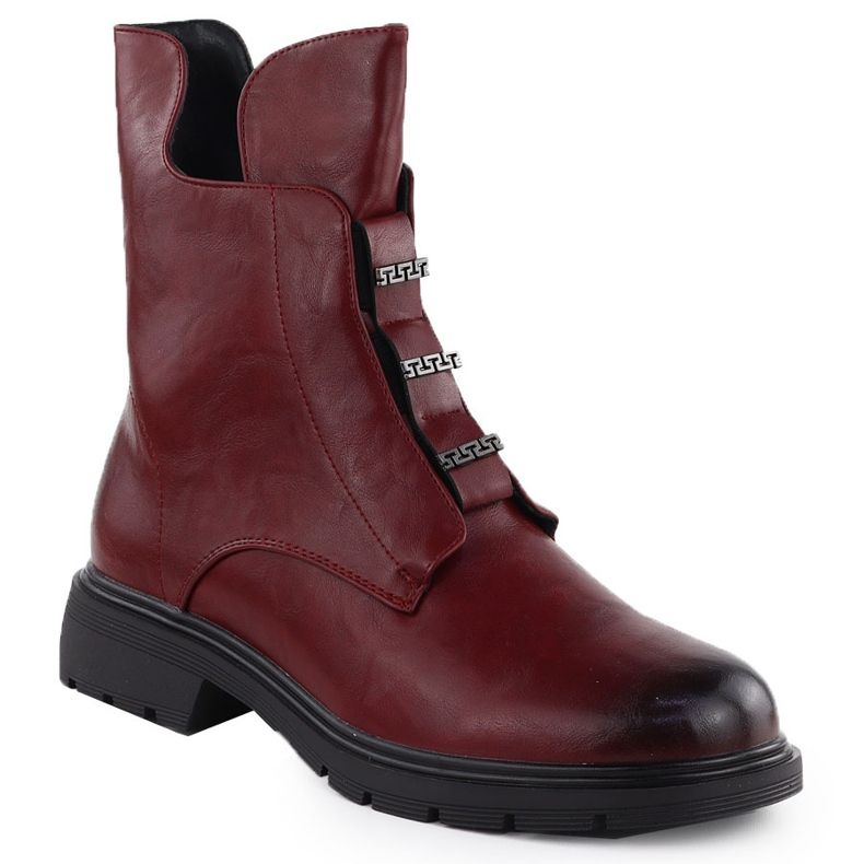 Jezzi Botas de talón caliente de mujeres de tacón plano MR2501-4 rojo Jezzi Botas de talón caliente de mujeres de tacón plano MR2501-4 rojo