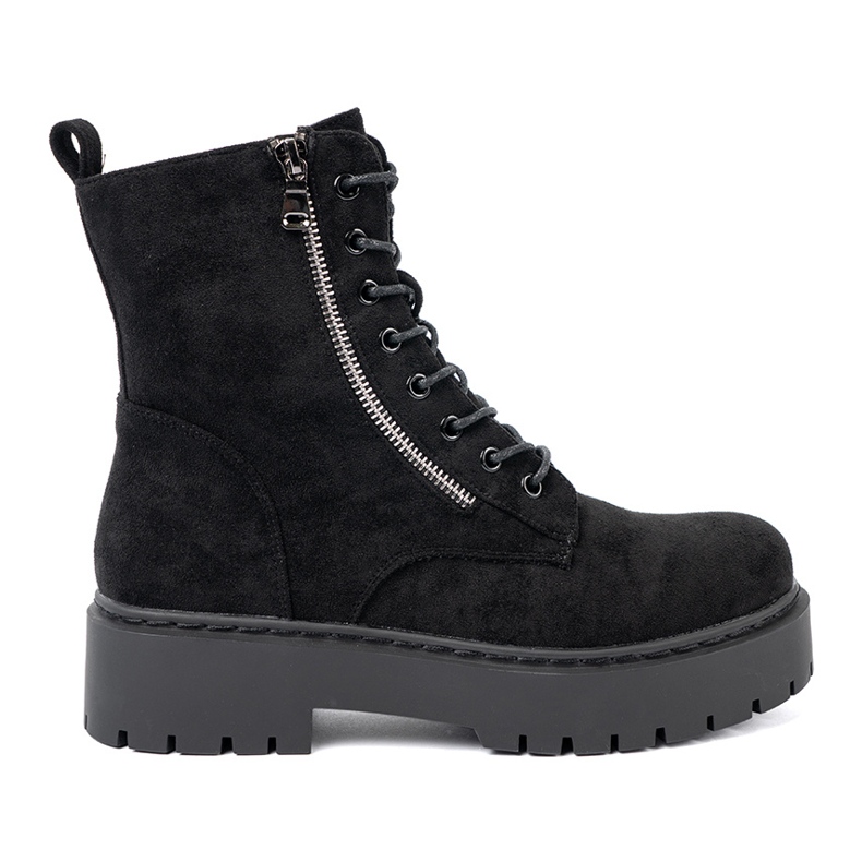 Shelvt Botas de mujer negra con acabado de gamuza negro Shelvt Botas de mujer negra con acabado de gamuza negro