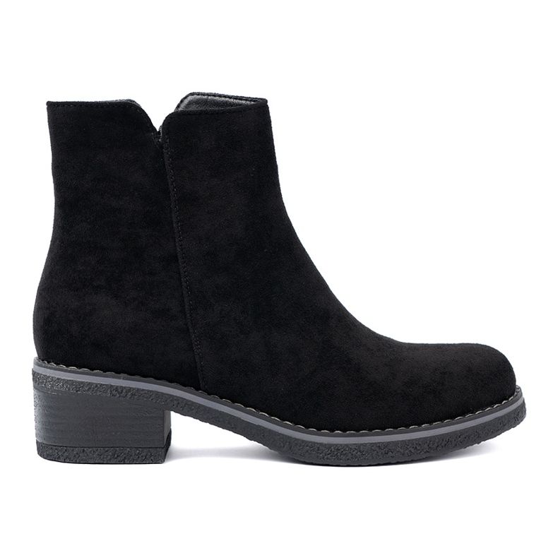Shelvt Botas negras simples con un cómodo tacón negro Shelvt Botas negras simples con un cómodo tacón negro