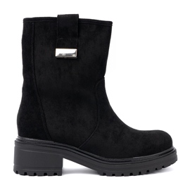 Shelvt Botas de mujer negras en una suela maciza. negro