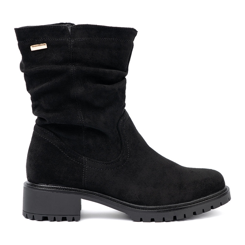 Shelvt Botas negras con una parte superior arrugada y una cremallera negro
