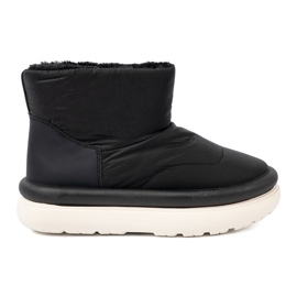 Shelvt Botas de nieve negra impermeable con interior de piel negro