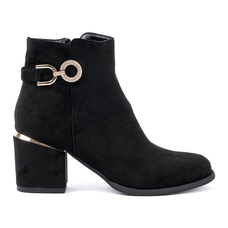 Shelvt Botas de mujer negra con una elegante hebilla negro