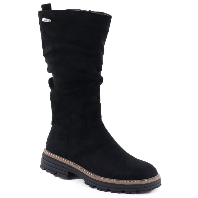 Botas aisladas para mujeres, negro arrugado M. Daszyński SA259-3