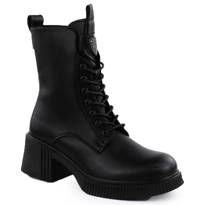 Botas de cuero para mujeres en el bloque negro Vinceza 66671