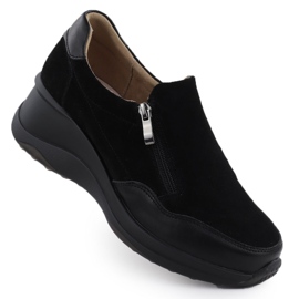 Zapatos de cuero para mujeres en cuñas Black Filippo DP6473 negro Zapatos de cuero para mujeres en cuñas Black Filippo DP6473 negro