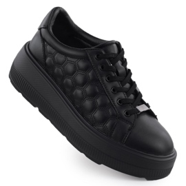 Zapatos de cuero para mujeres zapatillas acolchadas en la plataforma Czarne Filippo DP7285 negro Zapatos de cuero para mujeres zapatillas acolchadas en la plataforma Czarne Filippo DP7285 negro