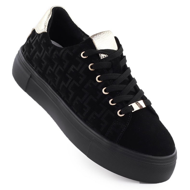 Zapatillas de cuero para mujeres zapatillas de zapatillas en la plataforma negra Filippo DP6850 Zapatillas de cuero para mujeres zapatillas de zapatillas en la plataforma negra Filippo DP6850