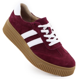 Zapatos de cuero para mujeres en la plataforma Borgoña Filippo DP6776 Borgoña rojo