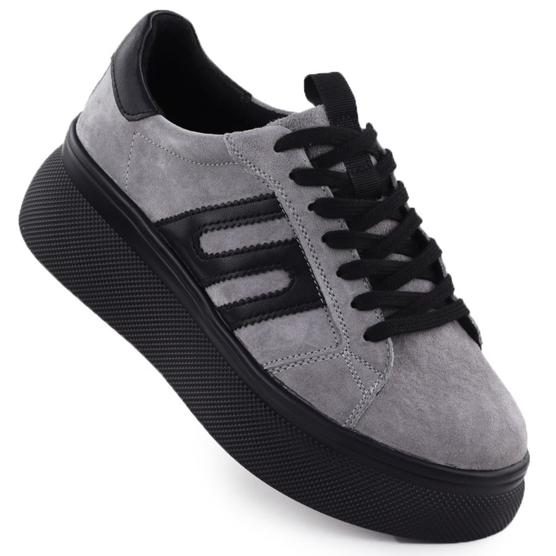 Zapatillas de cuero para mujeres zapatillas de zapatillas en un gris gris Filippo DP7175