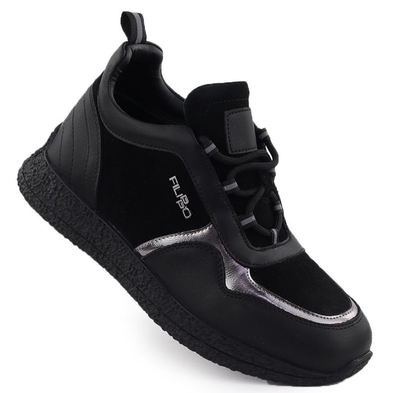 Zapatos de cuero para mujeres aislados en la plataforma Czarne Filippo DP7406