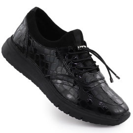 Zapatos de cuero para mujeres de cuero, Kroko Black Filippo DP7117 negro