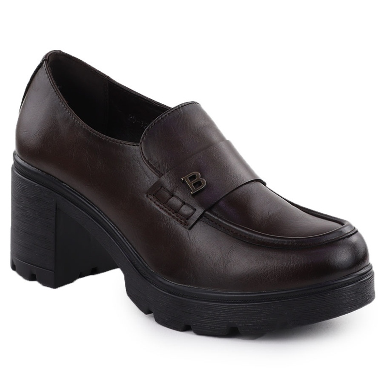 Zapatos de mocasines para mujeres en el bloque marrón potocki sz12700