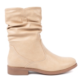 Shelvt Botas de color beige cómodas con volantes