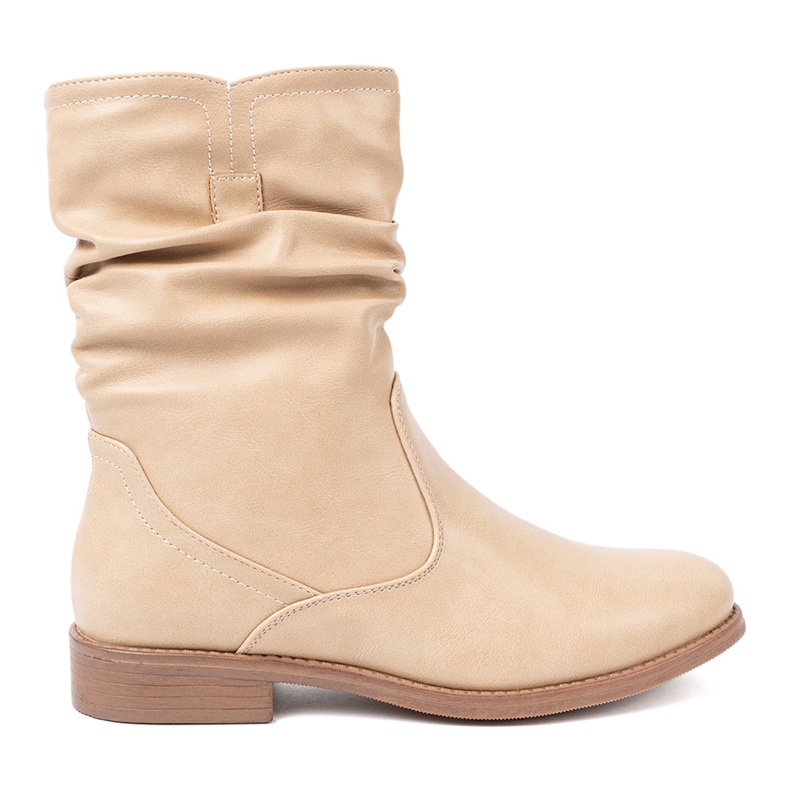 Shelvt Botas de color beige cómodas con volantes