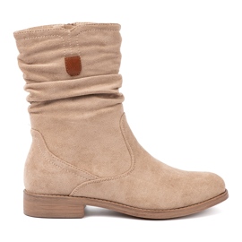 Shelvt Botas beige con una parte superior arrugada