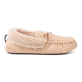 Shelvt Zapatillas de color beige cálidos como mocasines con arco