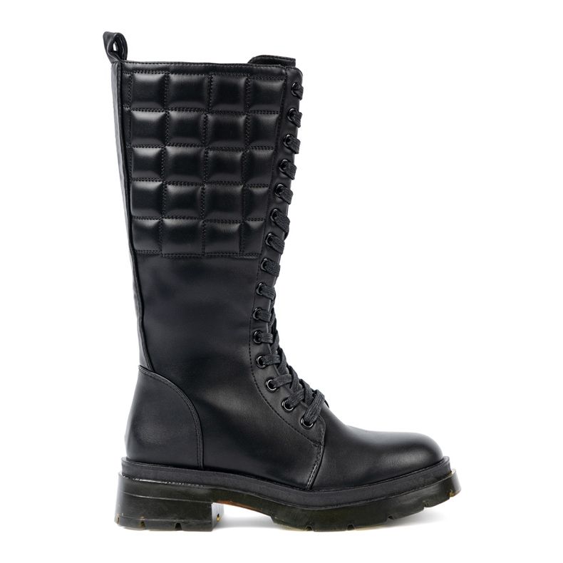 Shelvt Botas negras clásicas con cordones y un control deslizante negro