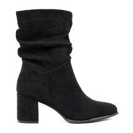 Shelvt Botas de ante negras con elegantes arrugas negro