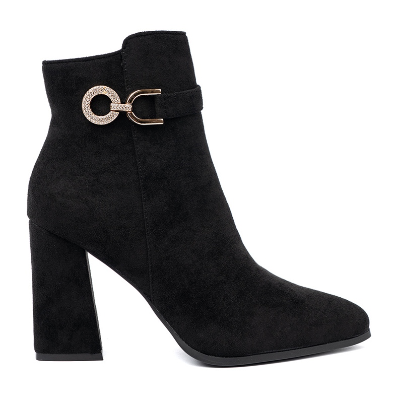Shelvt Elegantes botas negras con acento de joyería negro Shelvt Elegantes botas negras con acento de joyería negro
