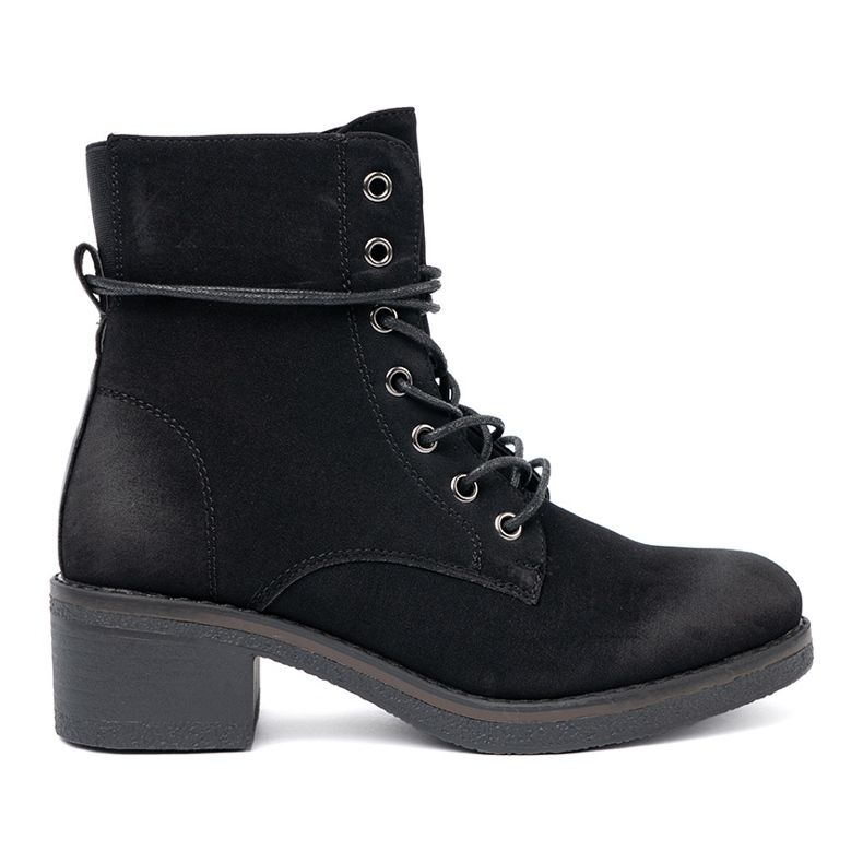 Shelvt Botas negras de encaje bajo de late negro Shelvt Botas negras de encaje bajo de late negro