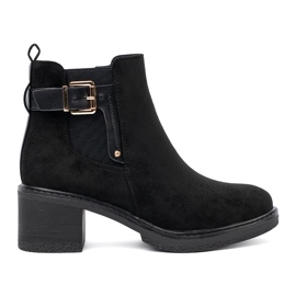 Shelvt Botas negras con una hebilla de talón estable negro