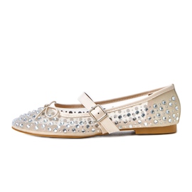 Bailarinas de malla beige con cristales de elasid