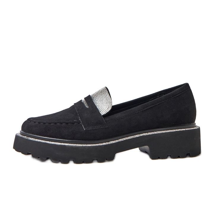 Mocasines Ekozamszu negros decorados con circonio cúbico Klooren Mocasines Ekozamszu negros decorados con circonio cúbico Klooren